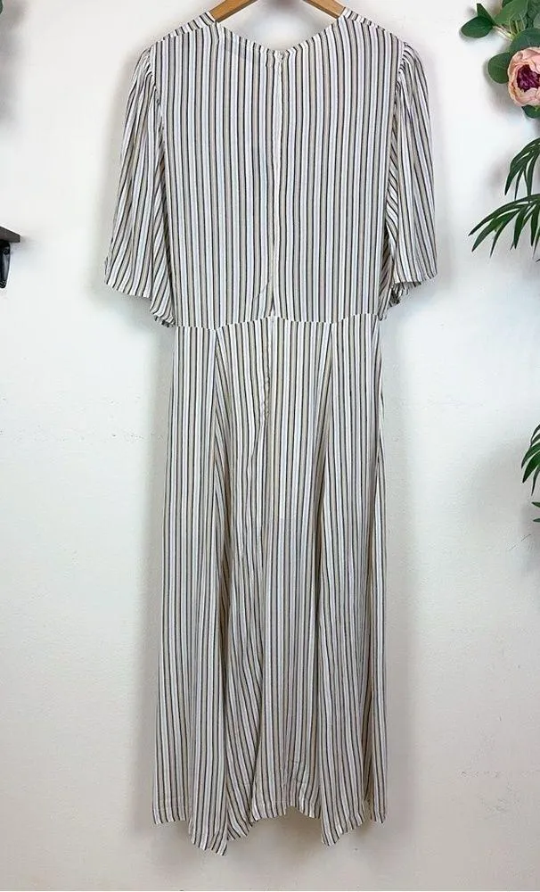 NWT Lusana Claudia Striped Midi Dress in Adele 100% Crepe Georgette Size Small - Image 6