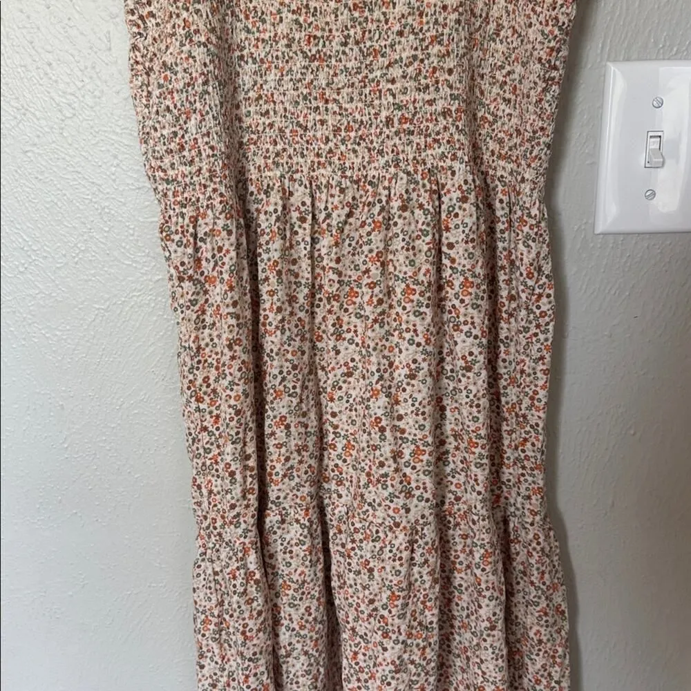 Aerie Floral Smocked Pleated Midi Dress - Image 9