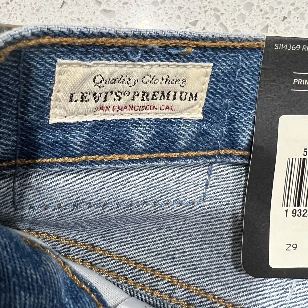 Levi's 501 Sz 29 Shorts High Rise Distressed Denim Jeans Athens Medium Wash NEW - Image 9