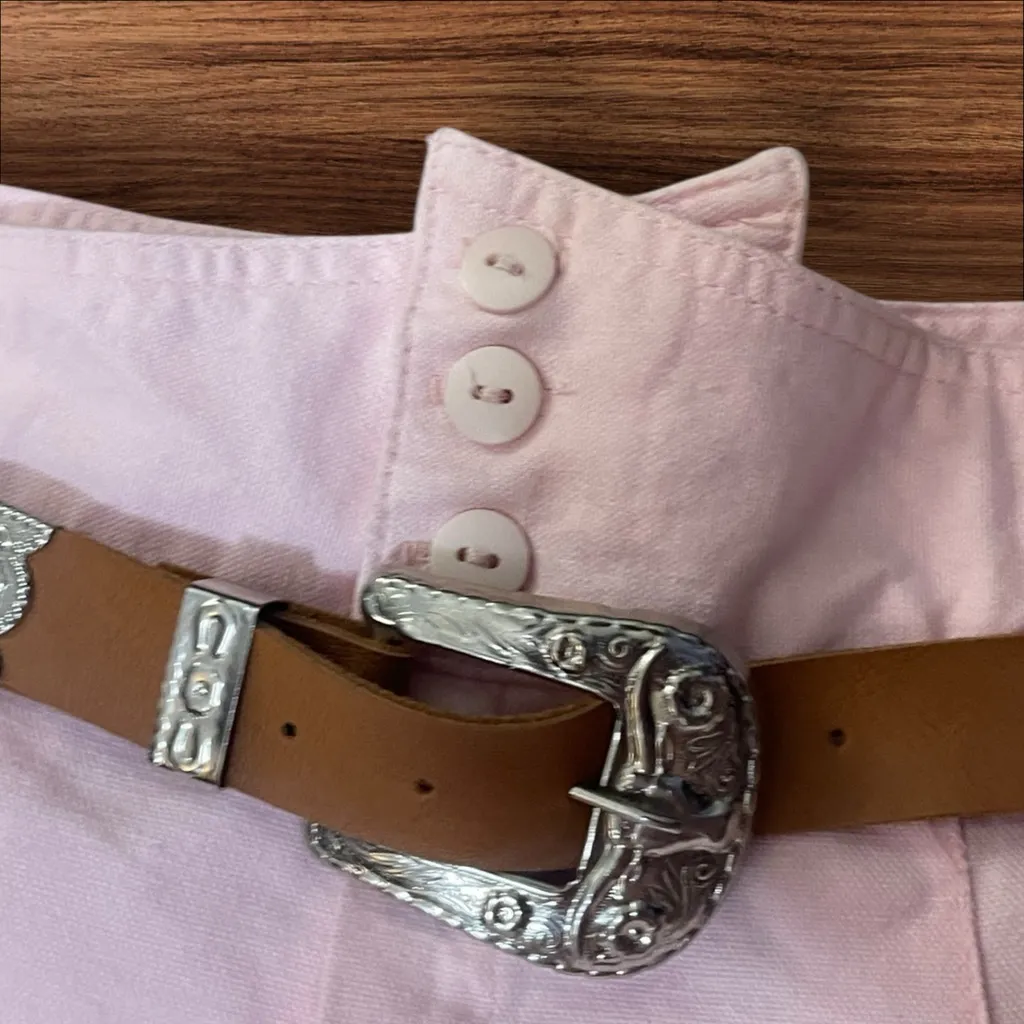 Vintage Deadstock A Byer High-Rise Blush Denim Trouser with Silver Accented Belt - Image 8