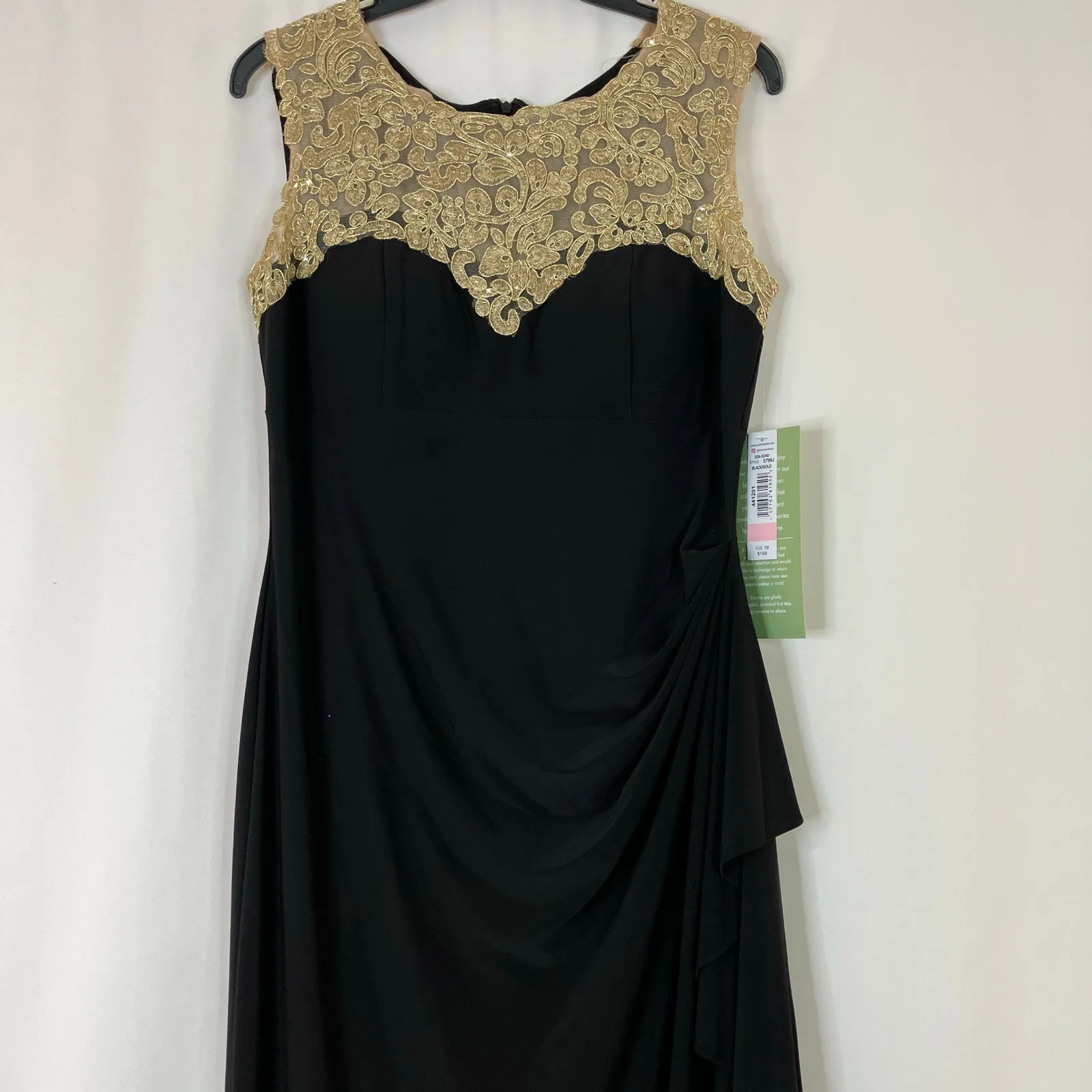 R&M Richards | Formal Floor Length Sleeveless Dress Black Gold NWT Womens 10 - Image 2