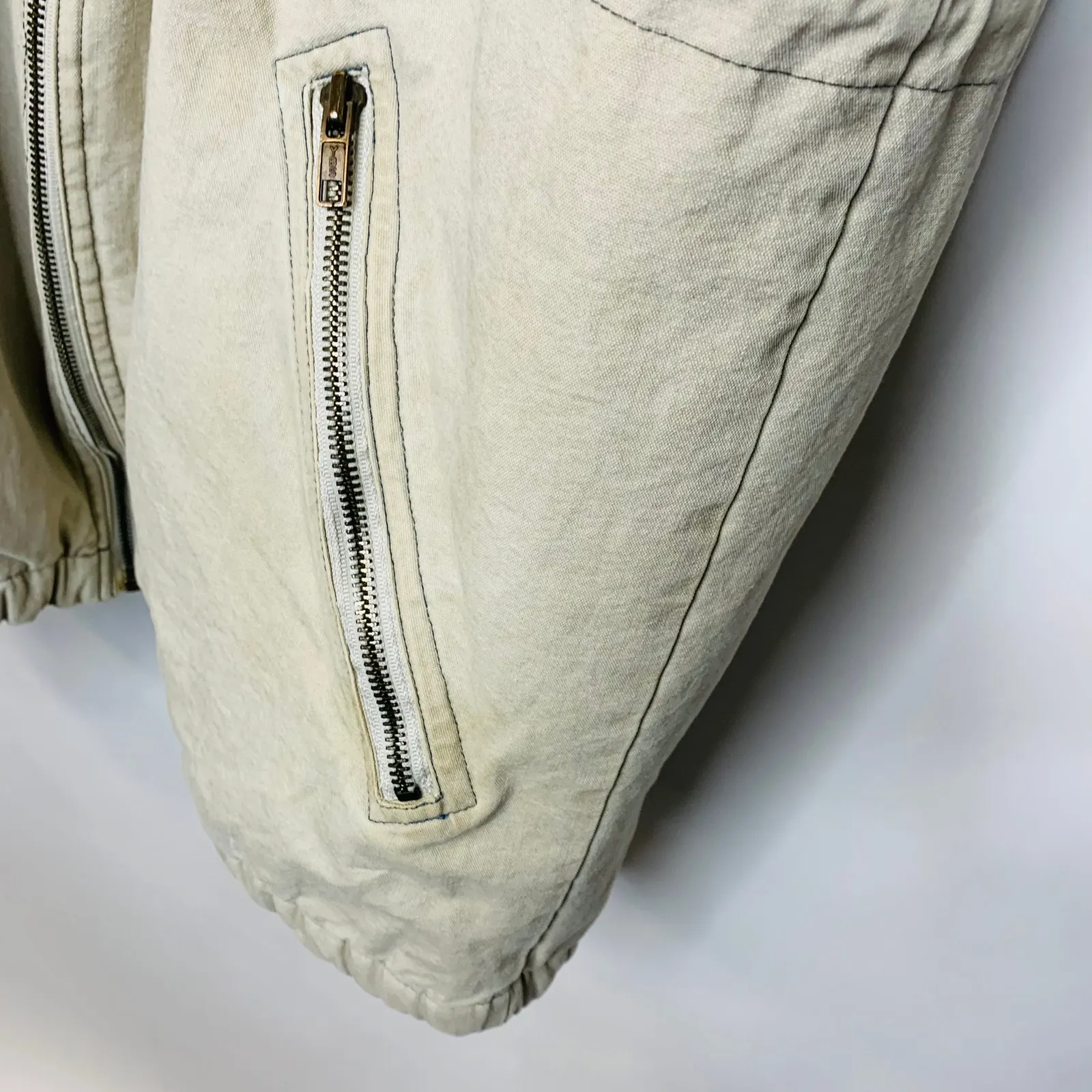 Vintage Fisherman Core Heavy Canvas Coat Tan Blue Sz Medium Hooded - Image 7