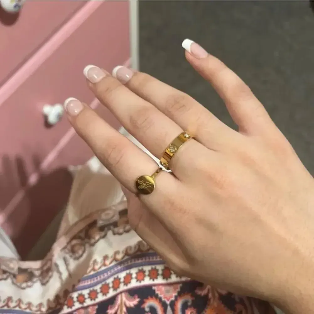 New Unisex 14k gold-plated stainless steel stone band ring,‎ Size 7 - Image 8