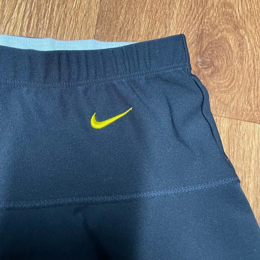 Nike Womens Solid Navy Blue Dri-Fit Tennis Skirt Size Medium Yellow Swoosh Check - Image 3