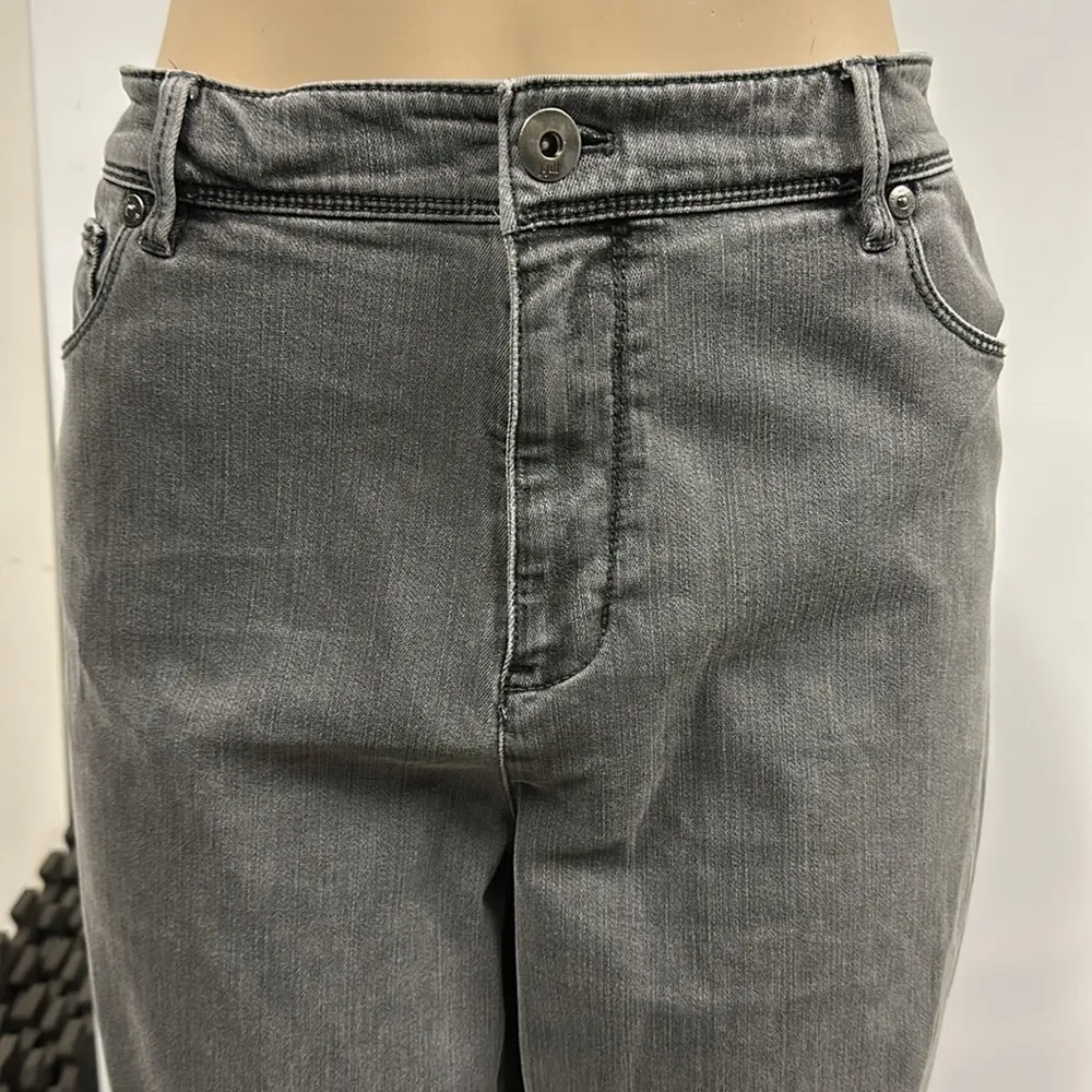 J Jill Gray Denim High Rise Straight Leg Classic 5 Pocket Jeans Womens 16 - Image 5
