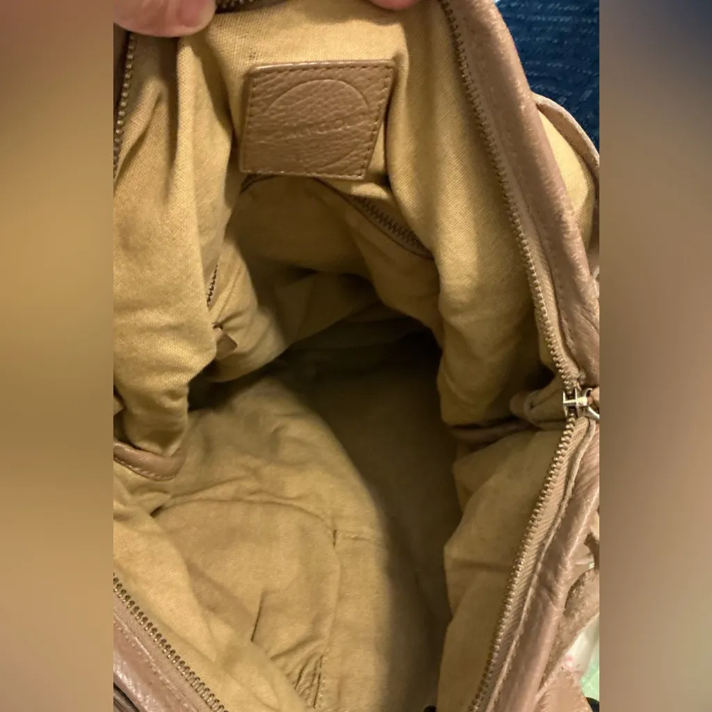 A Rare Vintage Romygold Beige Tan Leather Large Heavy slash tote handbag Bag - Image 5