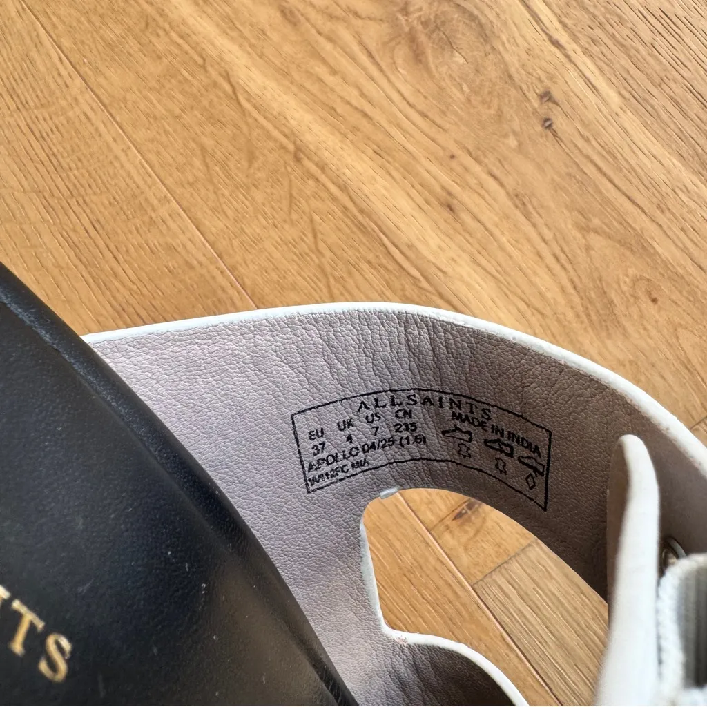 AllSaints Mia Double Strap Slide Sandal in white, Size 7 US, EUC - Image 7