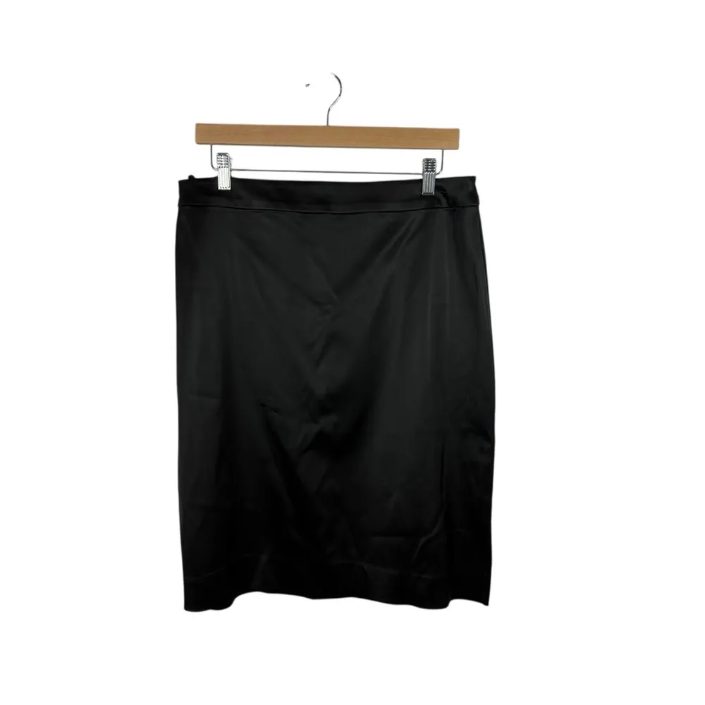 VINTAGE Tadashi Shoji Women’s Satin Pencil Skirt in Black Size 14 - Image 5