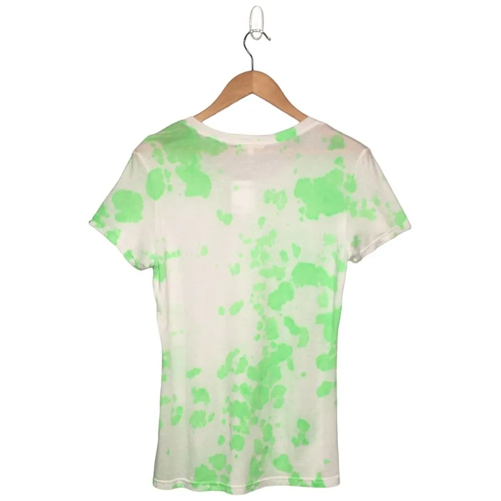New Sundry Tie Dye Round Neck Short Sleeve Basic Tee Shirt Womens Neon Green 2 - Image 7