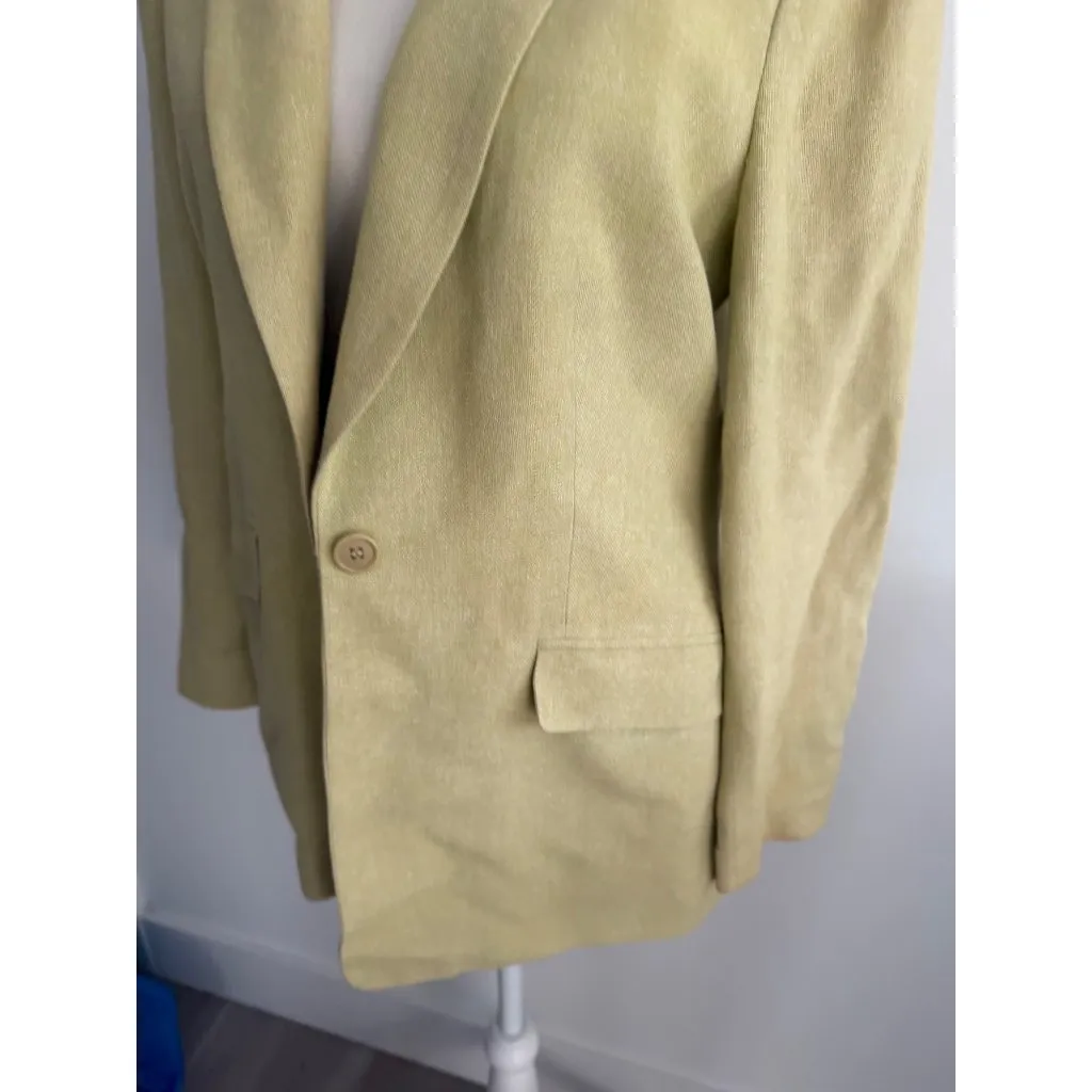 LANDS END Women’s Vintage Green Linen Blend Blazer Jacket Size 8 - Image 5