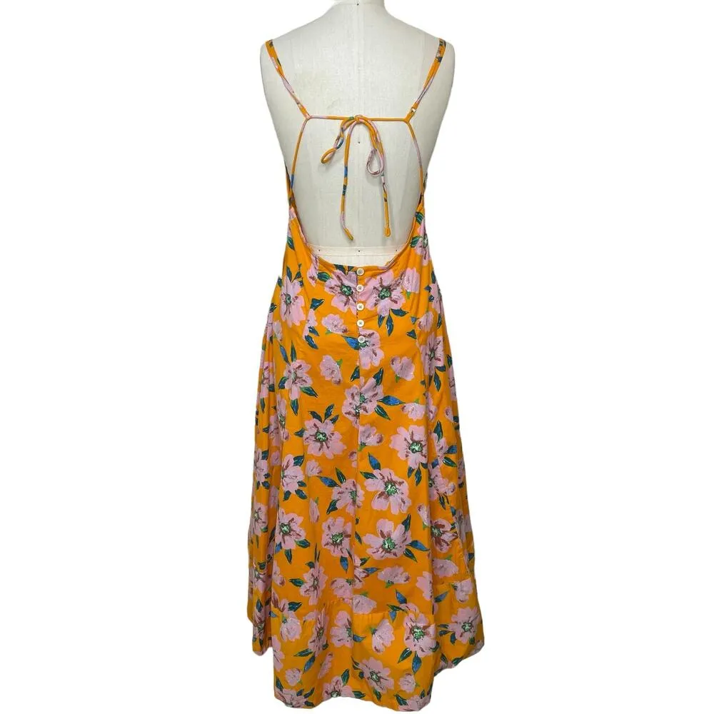 NWT Free People Finer Things Maxi Dress in Sunshine Combo Orange Floral Size L - Image 8