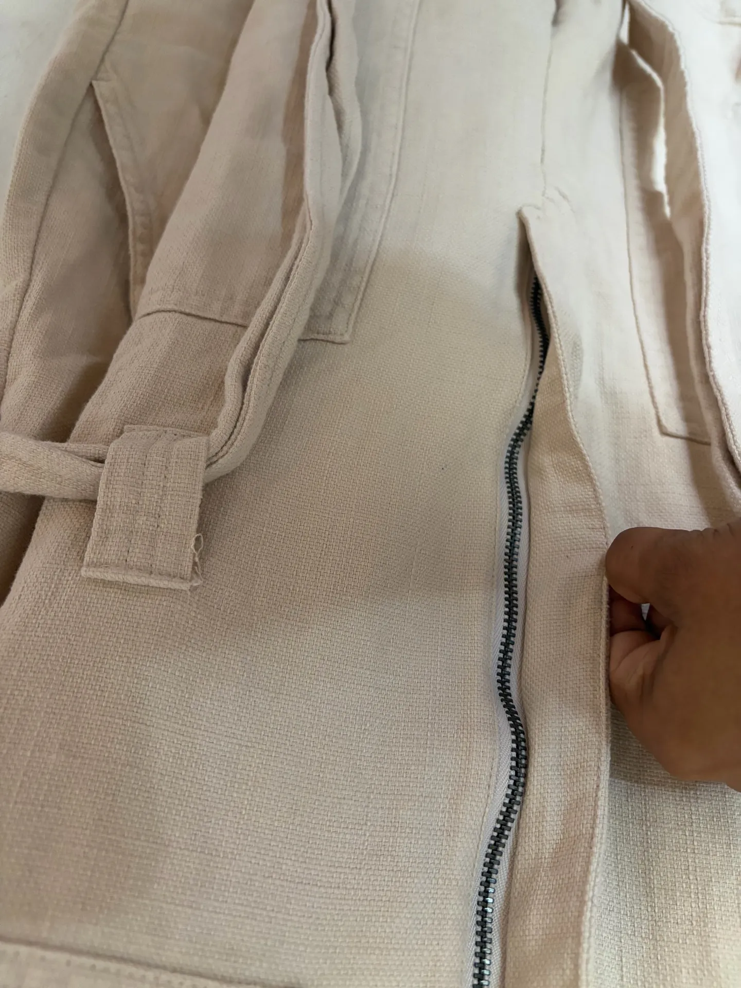 Monoprix Women's Beige Utility Short Sleeve Cotton Romper Size 36 White - Image 9