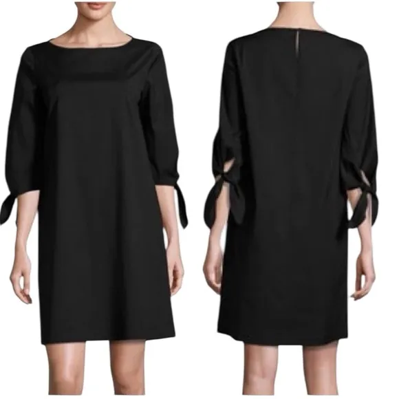 Lafayette 148 New York Paige Tie Sleeve Black Cotton Dress size 10 - Image 2