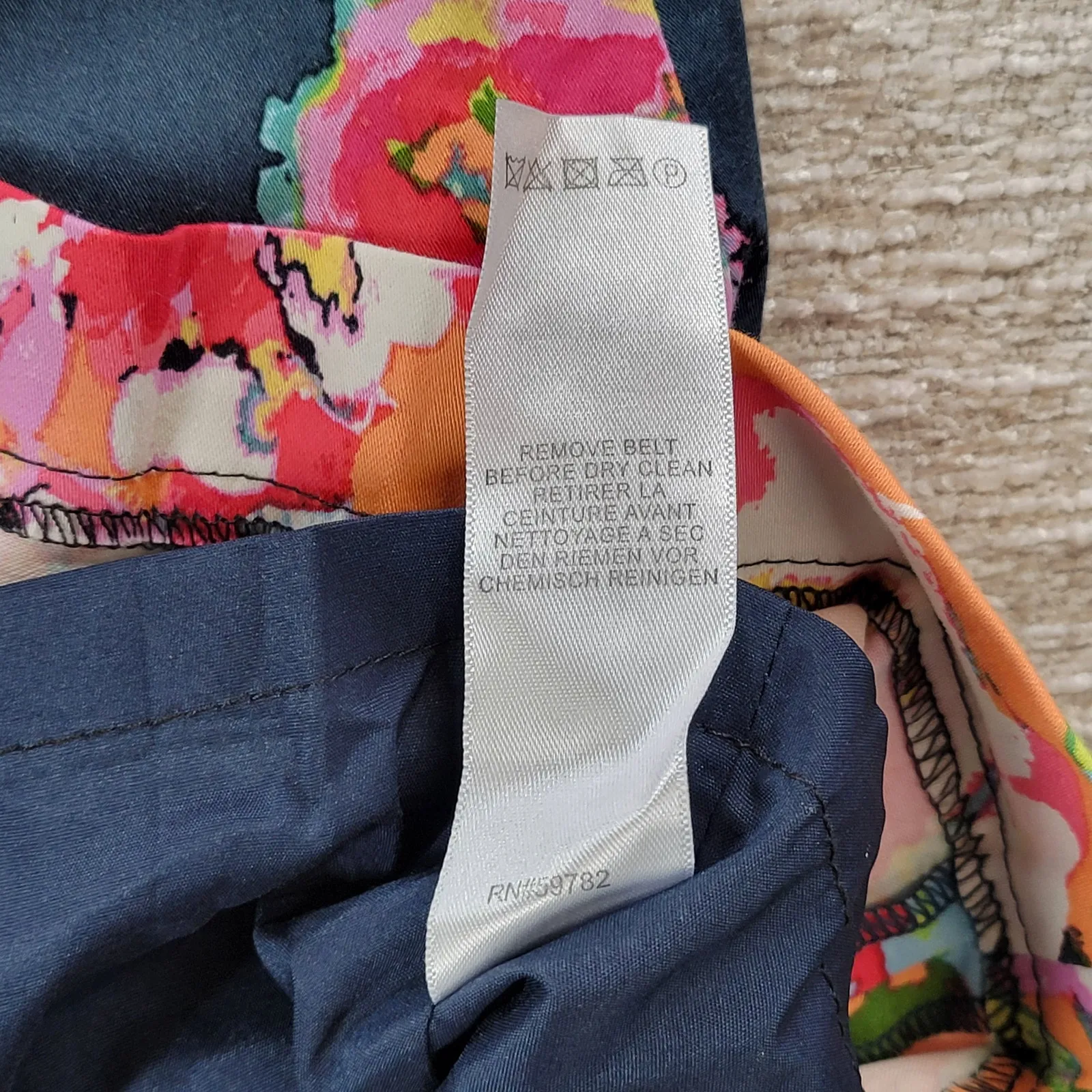 Adriana Papell Floral Mini Skirt Womens 10 Blue Pink Pleated Flared Belted - Image 6