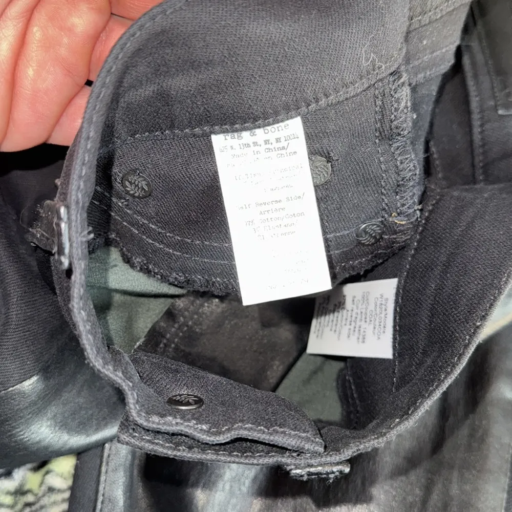 rag & bone jeans black supple lamb leather front mid rise skinny like new sz 25 - Image 7