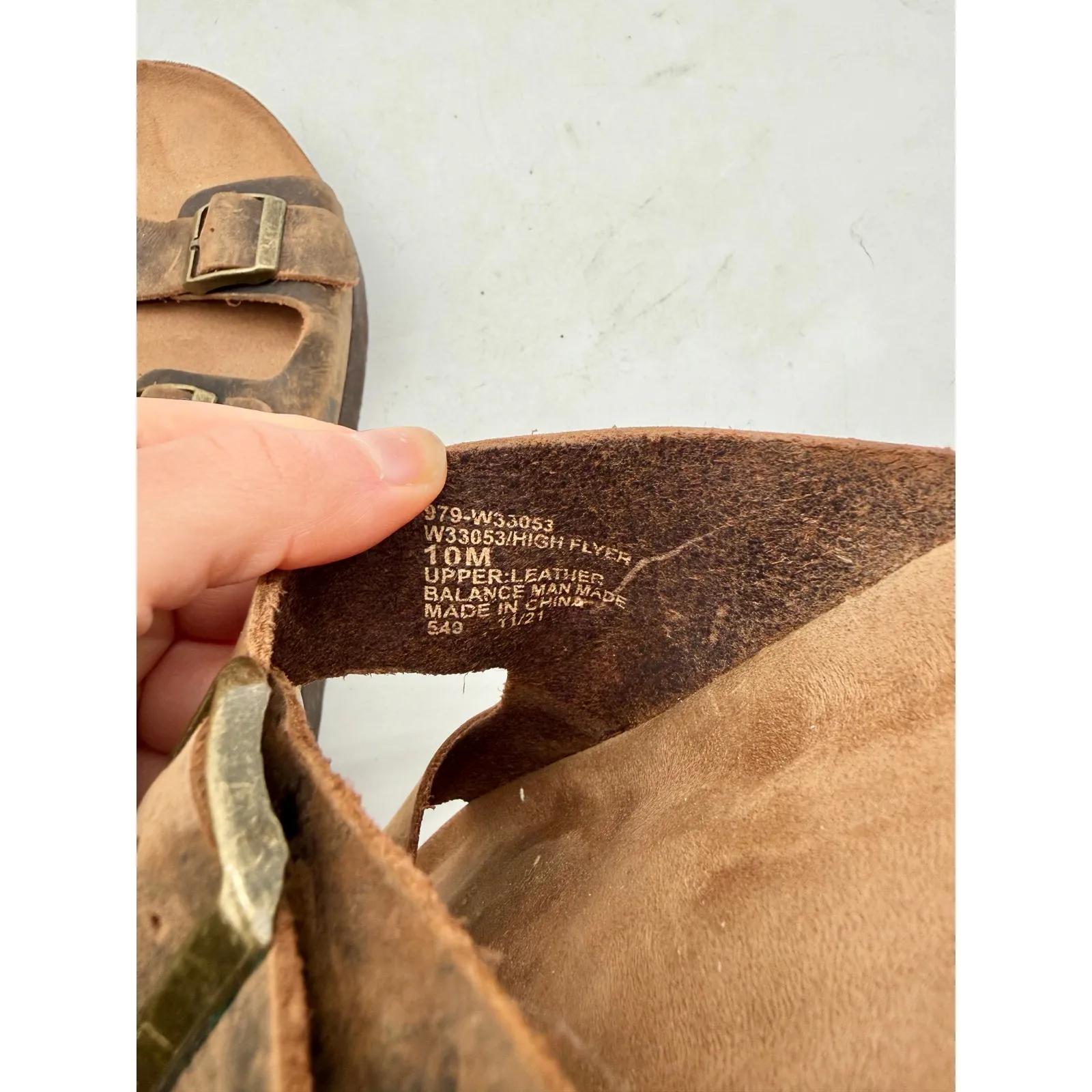 White Mountain Helga Leather Footbed Sandals Brown Buckle Slides Women’s 10M - Image 8