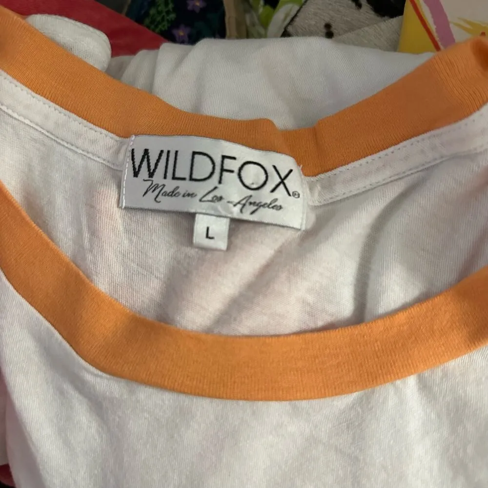 Wildfox Best Costume Crew Neck Short Sleeve T-Shirt White Orange - Image 3