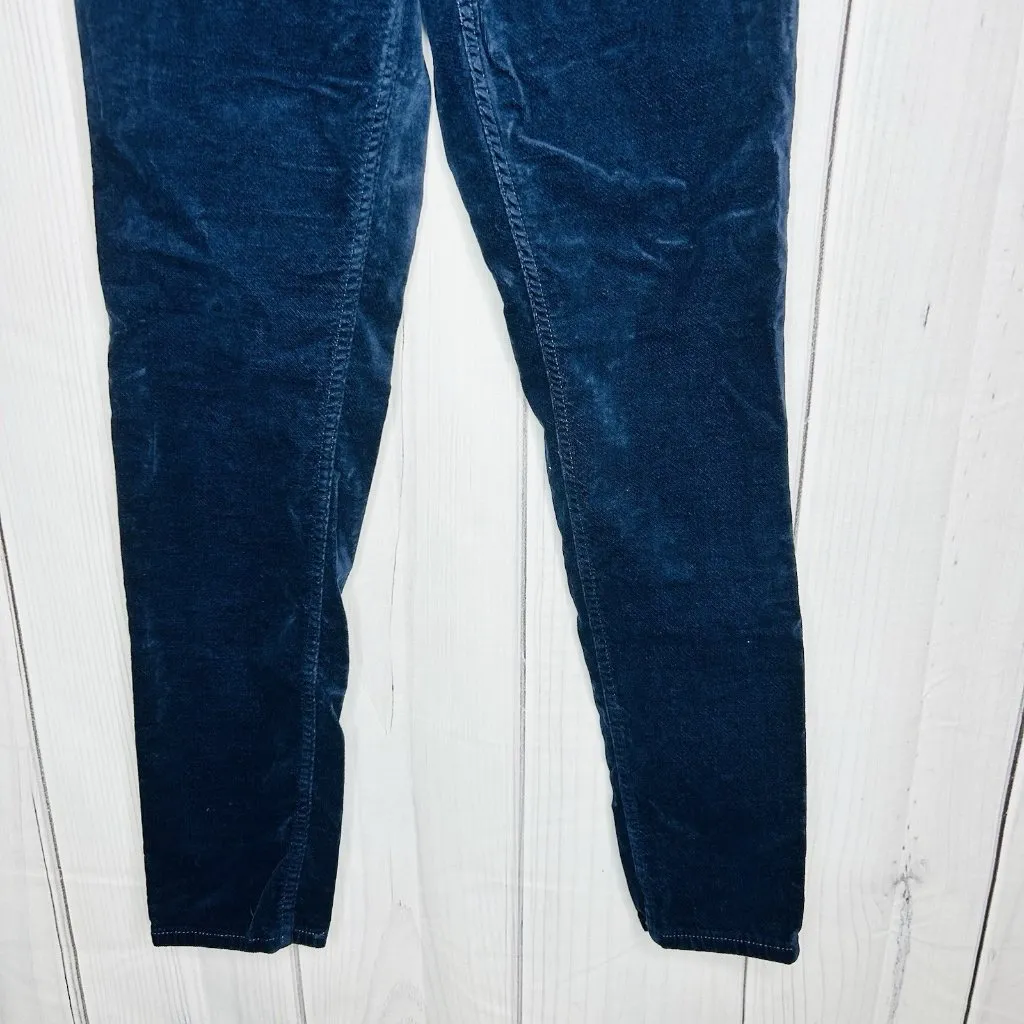 Ann Taylor LOFT Womens Navy Blue Velvet Pants Size 6 (28x28) Stretch - Image 3