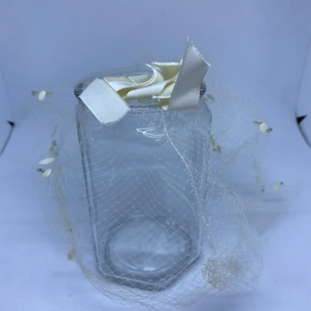 Vintage White & Cream Tulle Head Piece White - Image 3