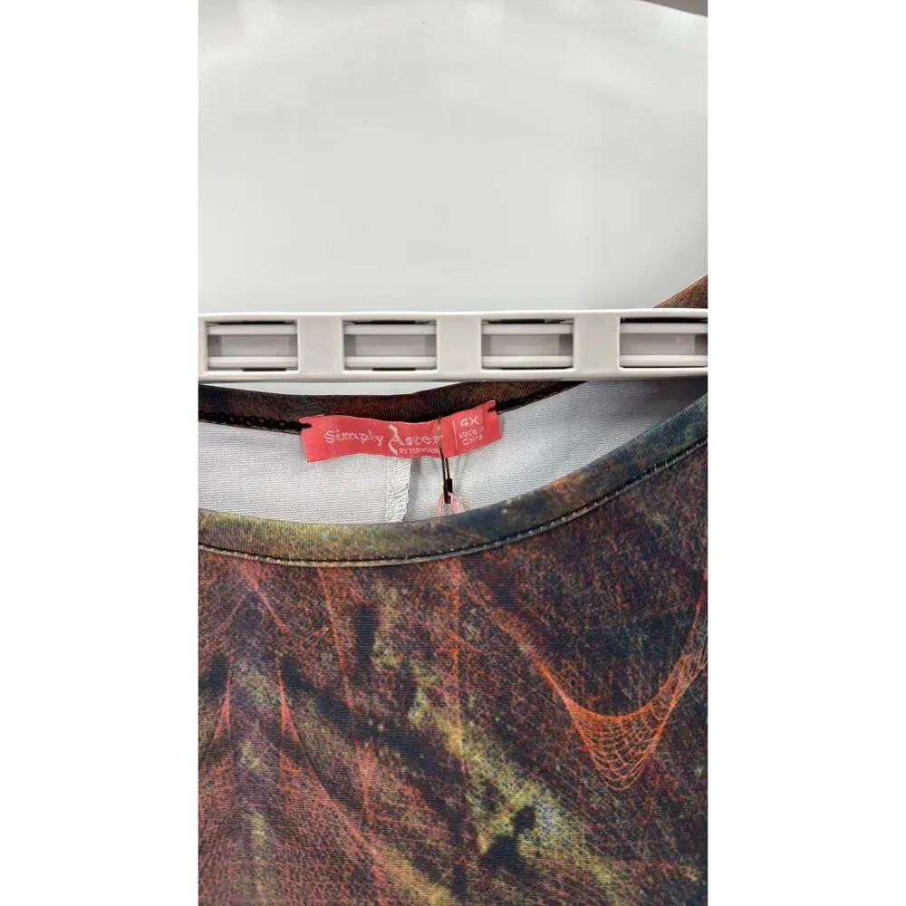 Simply Aster Shirt Top Plus Size 4x abstract watercolor floral short sleeve NWT - Image 3