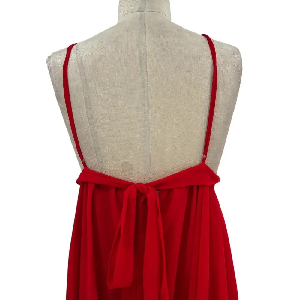 Michael Costello x Revolve Justin Gown Red Maxi Lace Slit Size‎ Large - Image 12