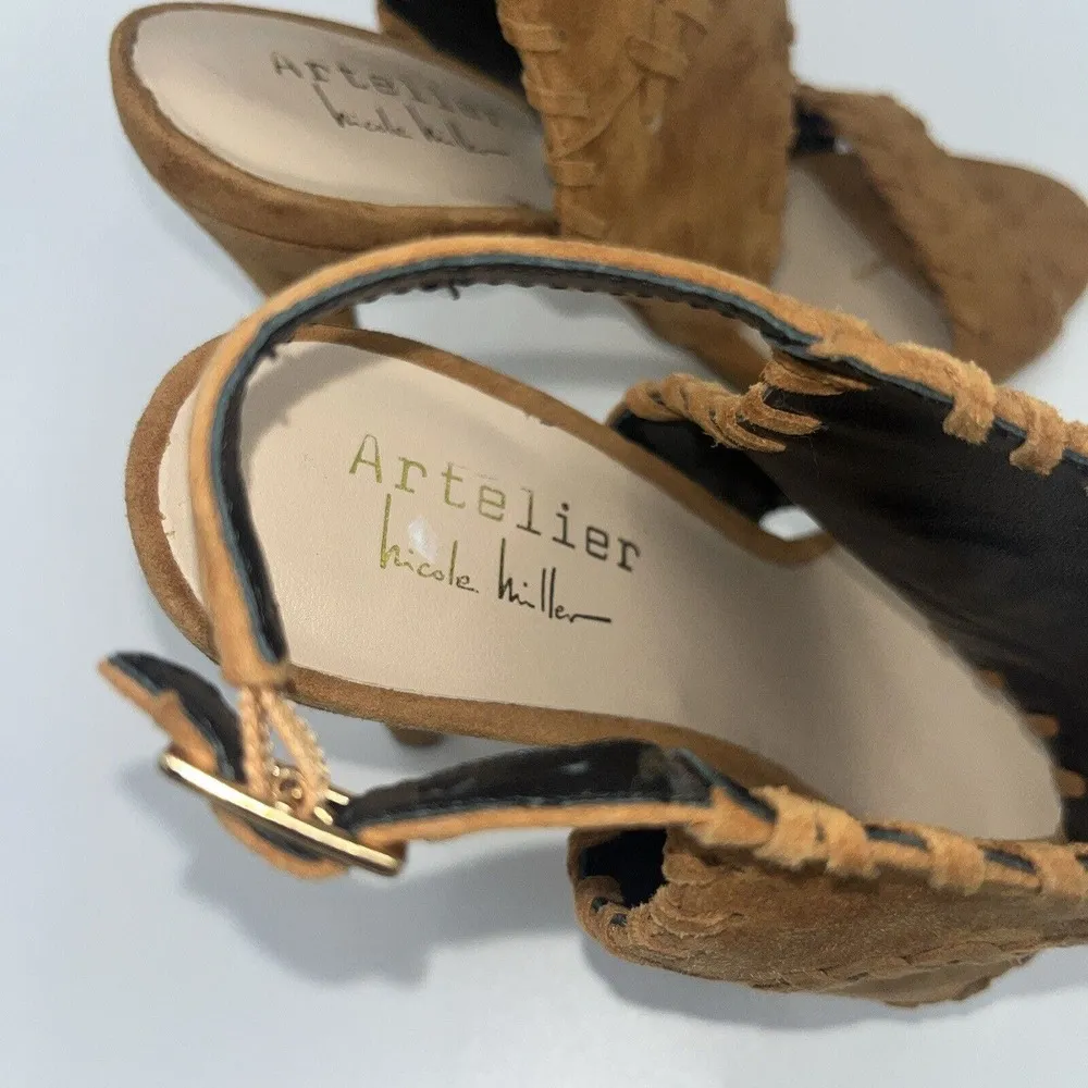 Nicole Miller Artelier 5.5 High Heel With Brown Suede Laced Accents - Image 12