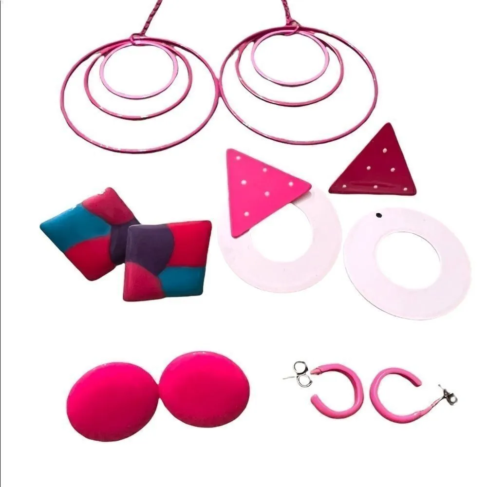 5 pair of pink earrings Pink - Image 2