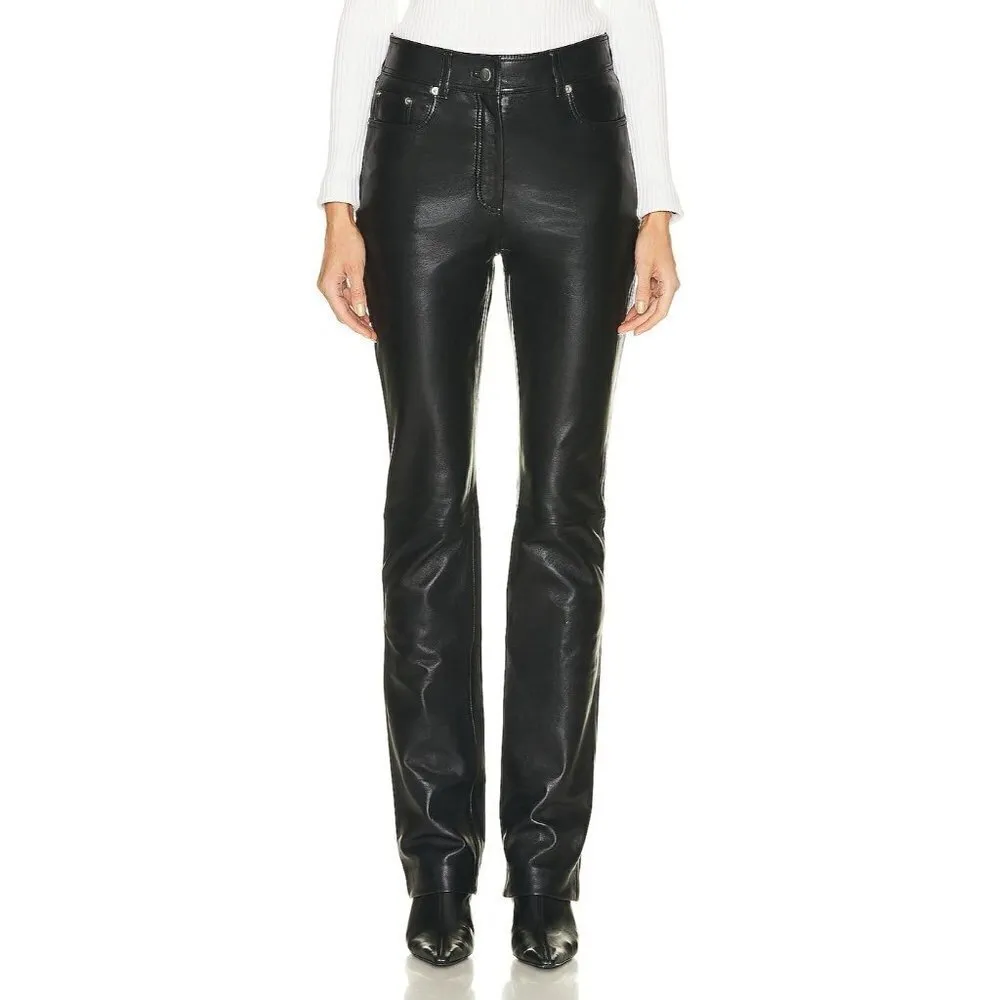 STAND STUDIO Rebecca Leather Pants in Black 36 26 New Womens Trousers Size undefined - Image 3