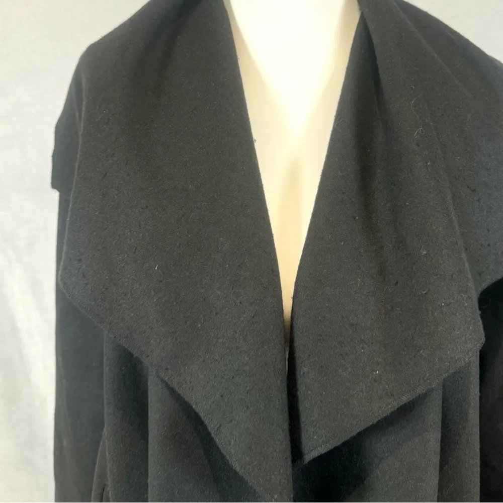 Free myself open front black wool blend coat size large - Image 6
