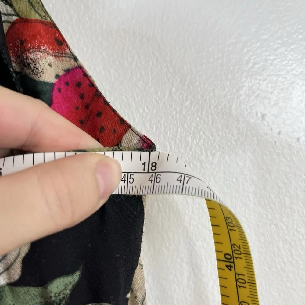 Vintage ED Michaels Cottage 80s Sz 7/8 Floral Cotton Puff Sleeveless Party Dress Black Size M - Image 7