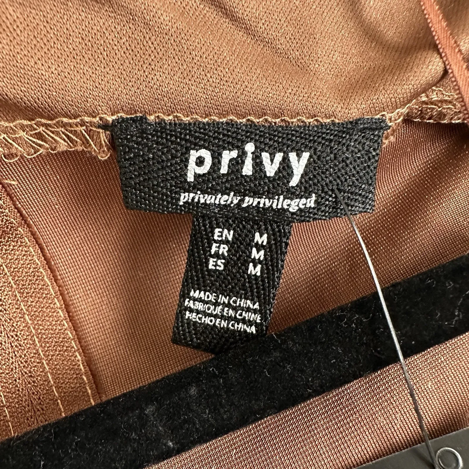 Privy Privately Privileged Velvet Bodycon Mini Dress Brown Long Sleeve Size M NW Size M - Image 4