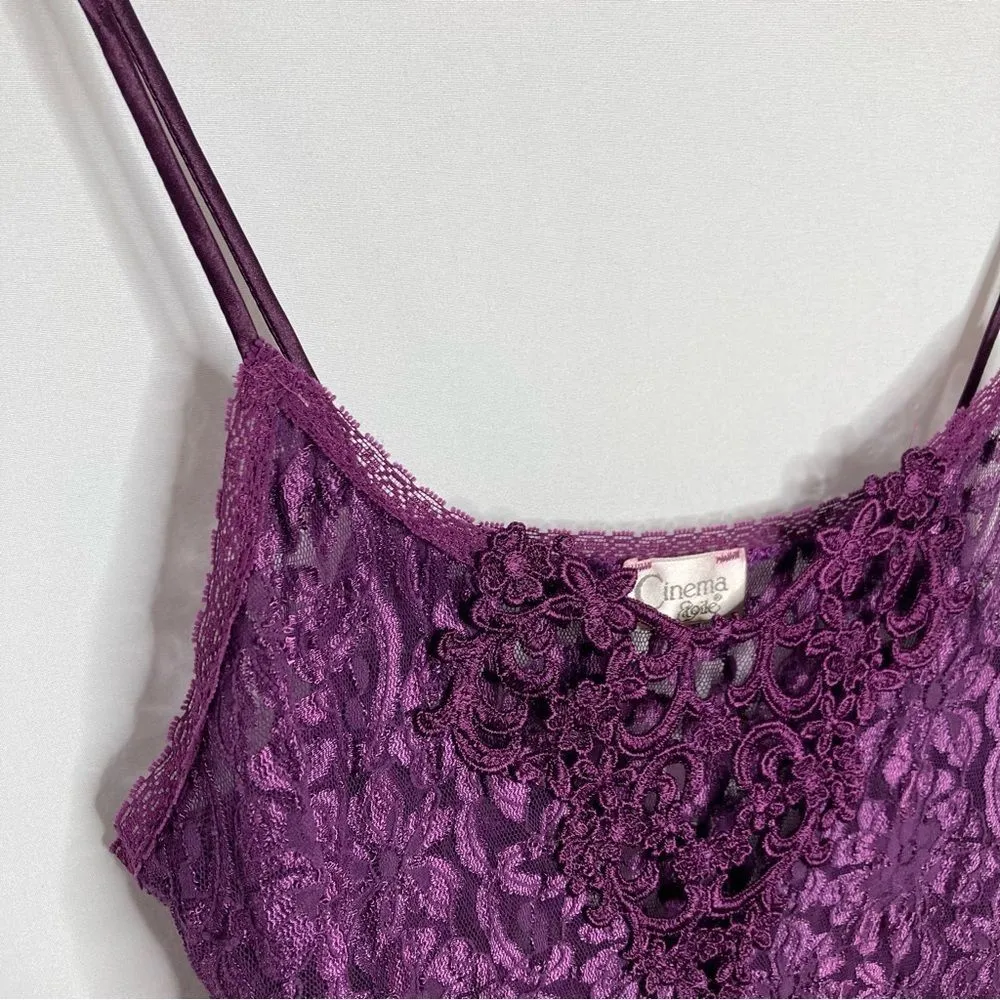 Vintage Cinema Etoile Purple Lace Nightie Nightgown Slip Chemise Large - Image 8