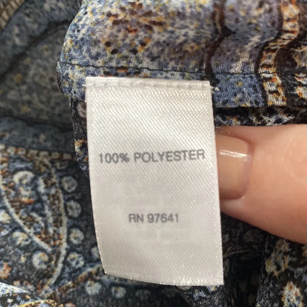 J Jill sheer chiffon paisley print tunic length blouse size S Blue - Image 10