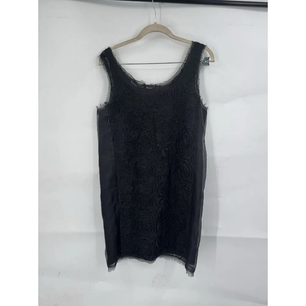 J. Crew Silk Tulle Rose‎ Shift Mini Dress Gray Black Size 4 Sleeveless Women - Image 2