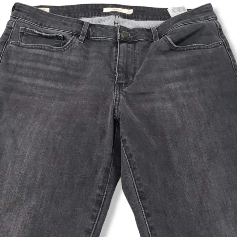 Levi’s 711 Skinny Jeans Size 31 Stretch Denim Pants Cut Raw Hem Faded Black Fading Women's Mid Rise Jeans  - Image 3
