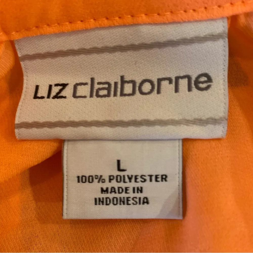 LIZ CLAIBORNE NWT Women's Top Sleeveless Orange Elastic Waist Button Up  Sz L - Image 6