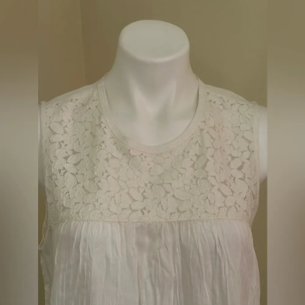 Melrose & Market White Snow Floral Lace Sheer Cotton Sleeveless Summer Top Sz.S - Image 4
