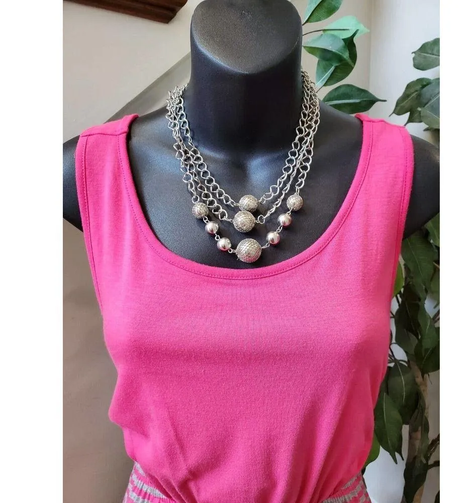 Just Be Women Pink Polyester Round Neck Sleeveless Casual Long Maxi Dress Small - Image 2