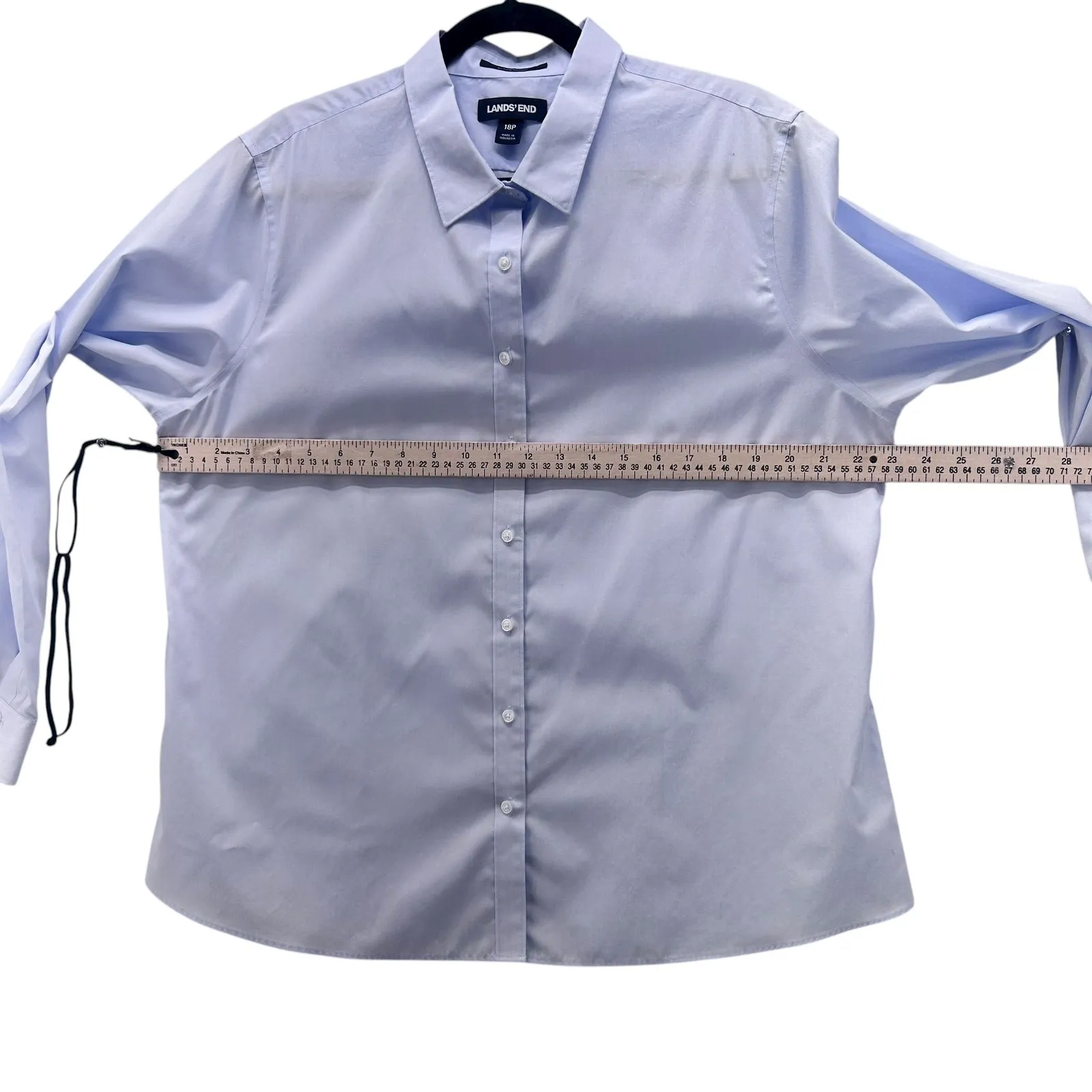 Lands End Button‎ Up Top 18P Blue No Iron Supima - Image 10