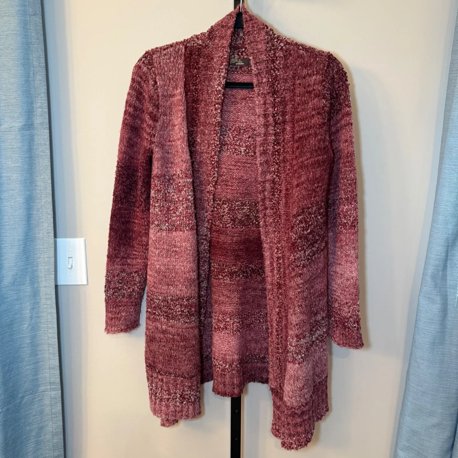 Prana Rhonda Duster Open Front‎ Cardigan Wool Blend Pink Red Size Small - Image 2