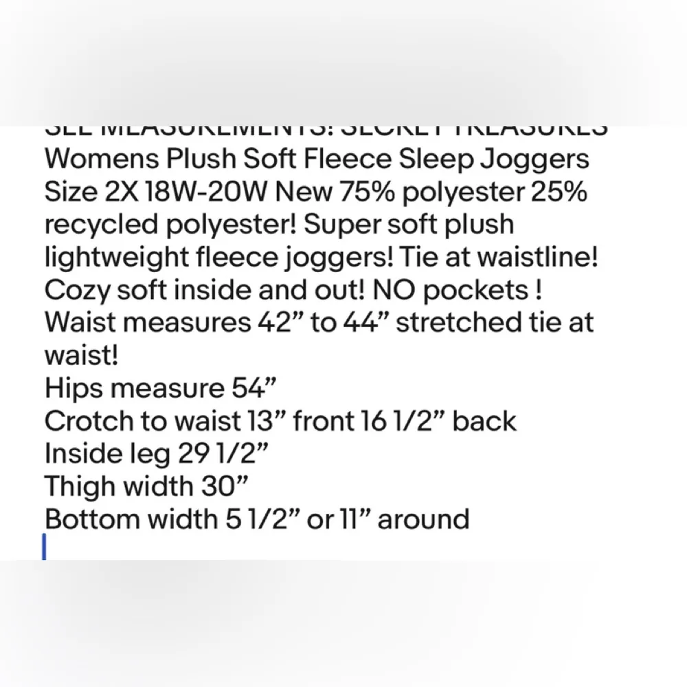 SECRET TREASURES Womens Plush Soft Fleece Sleep Joggers Size 2X 18W-20W New - Image 6