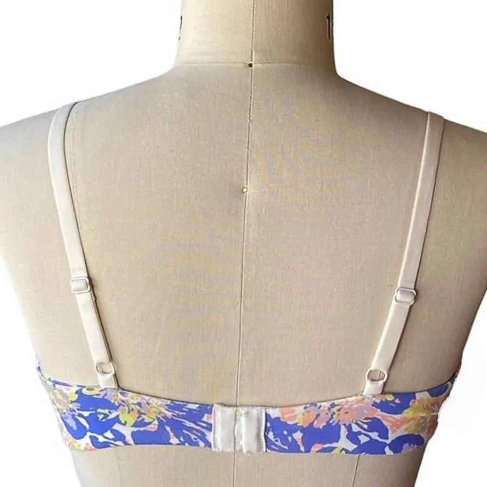 GILLIGAN & O'MALLEY Blue & Pink Floral Underwire Lace Cotton Bra ~ Women's 38C Size undefined - Image 2