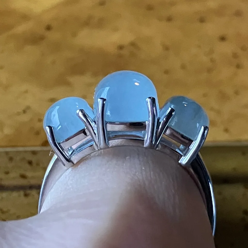 Genuine Aquamarine Sterling Silver Ring Size 9 Blue - Image 2