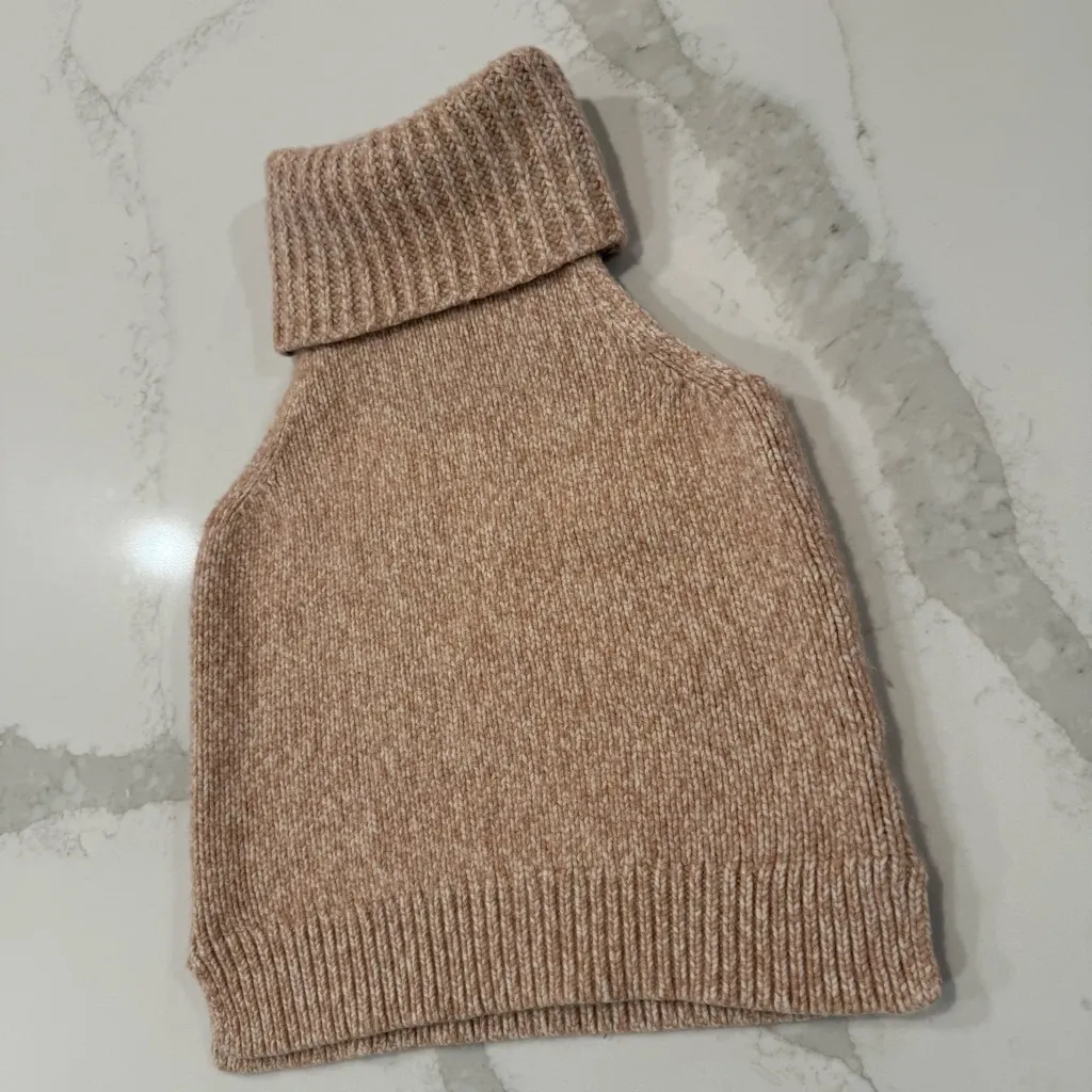 Madewell Hallowell Sleeveless Merino Wool Blend Turtleneck Sweater Womens XS Tan - Image 4