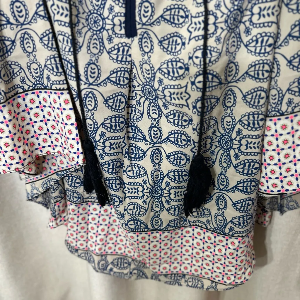 Navy and White Patterned Sleeveless Top Blue Size M - Image 3