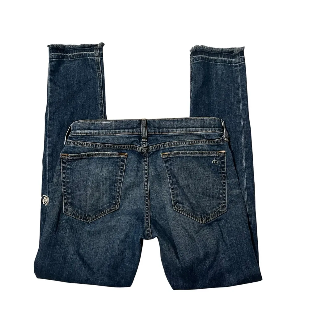 Rag & Bone Dre Distressed Low-Rise Slim Jeans in Canyon Wash, Sz 26 - Image 6