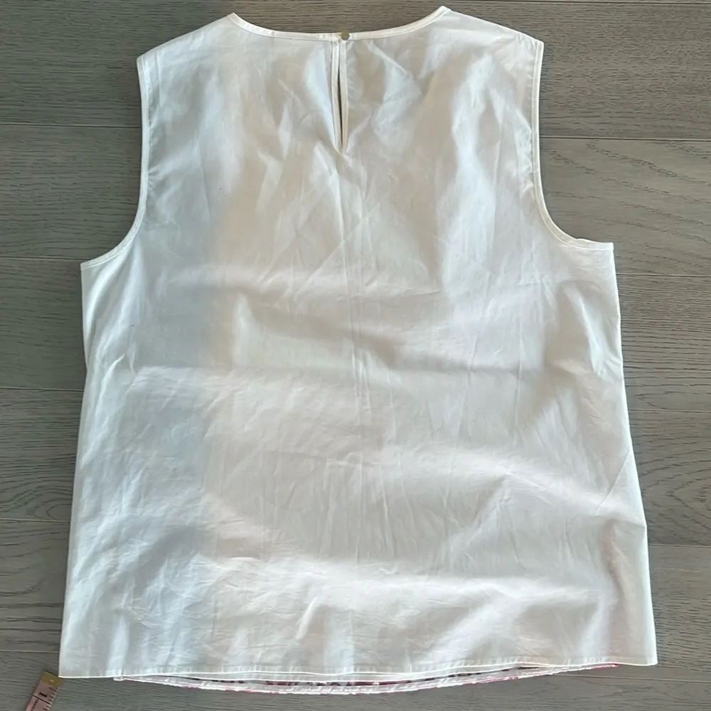 Liz Claiborne White Pink Floral Sleeveless Blouse Size Medium - Image 5