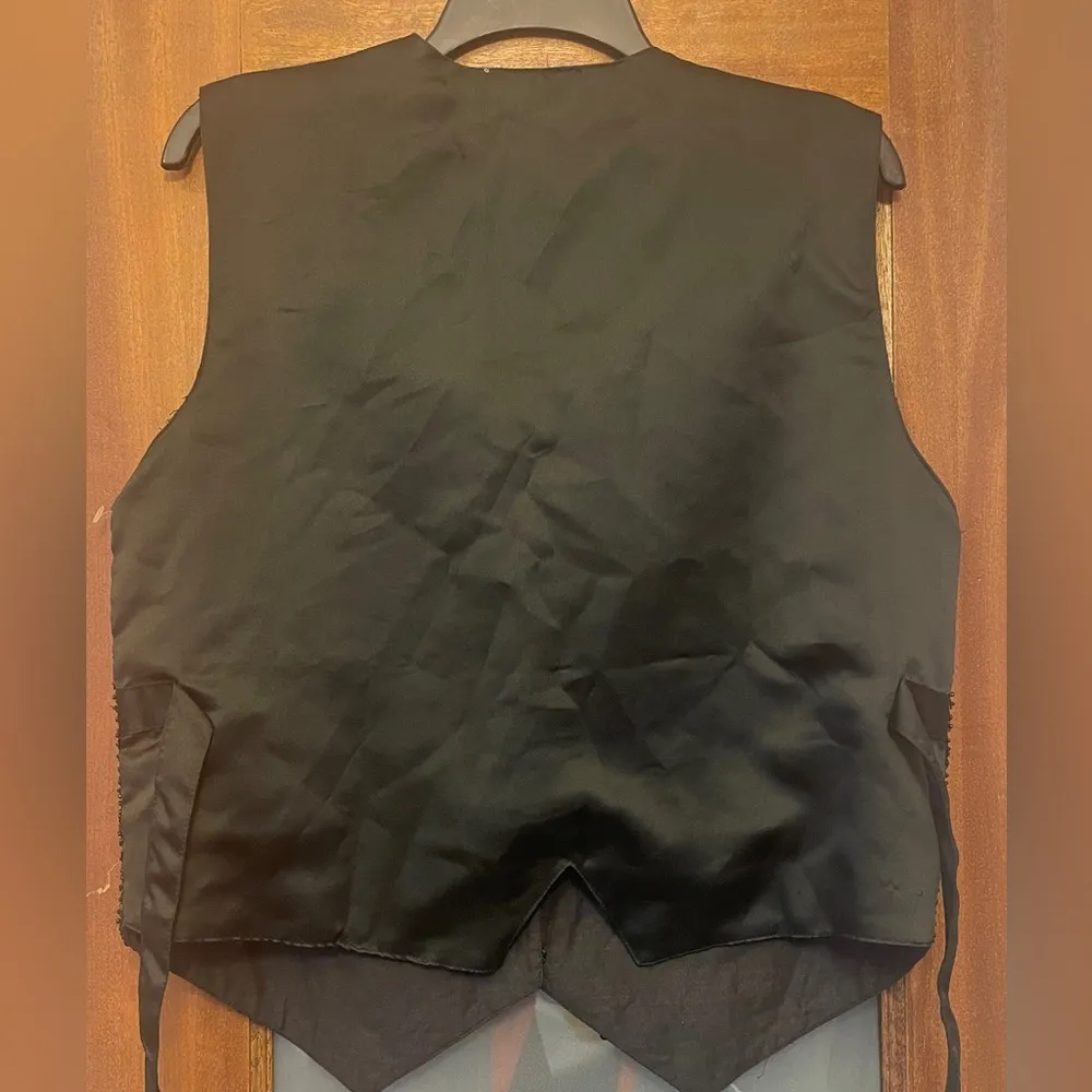 Creazioni Effeci Black Sequined And Pearl Beaded Front Sleeveless Vest Large - Image 4