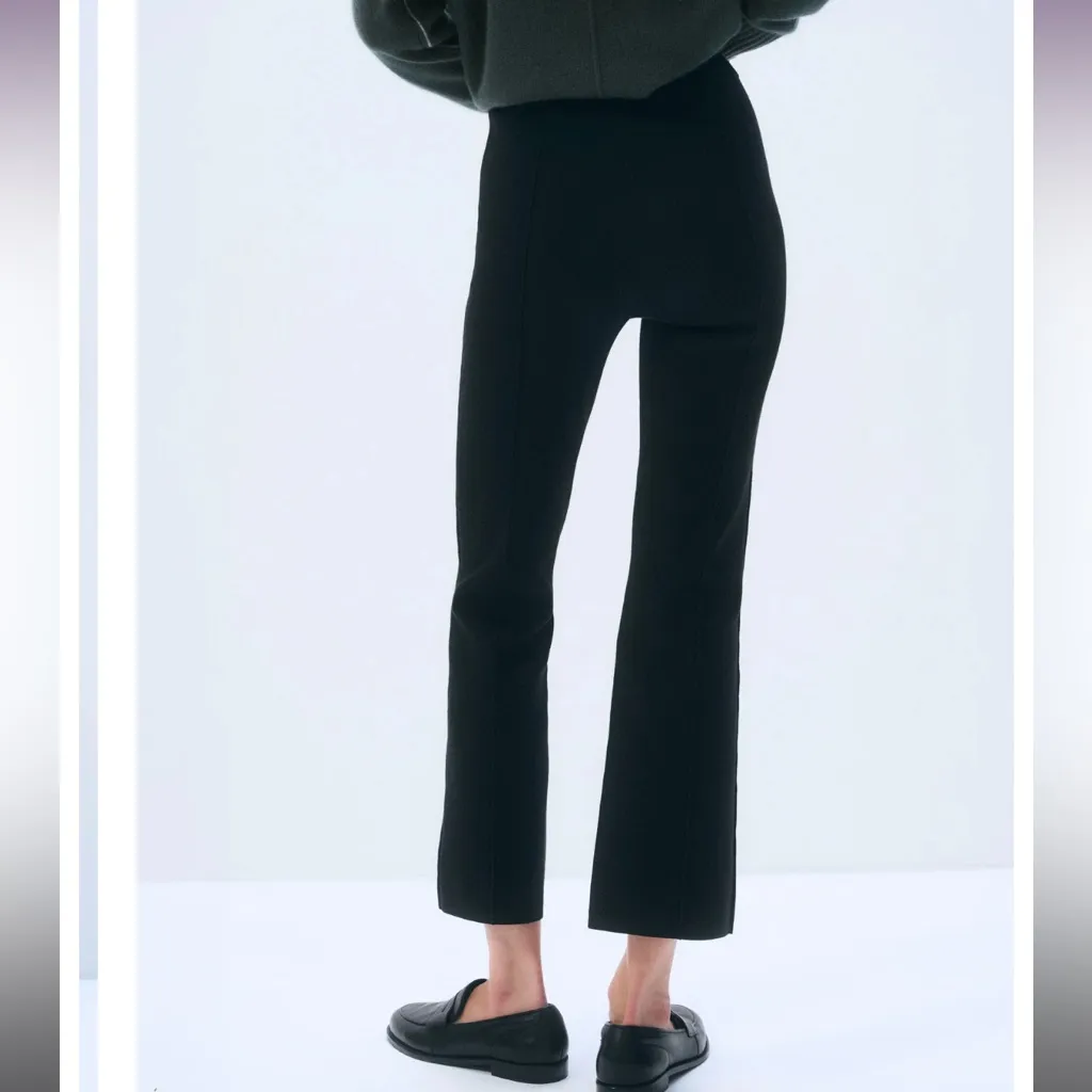 NWT WHITE & WARREN Superfine Organic Cotton Kick Flare Pant Black Casual Pant S - Image 3