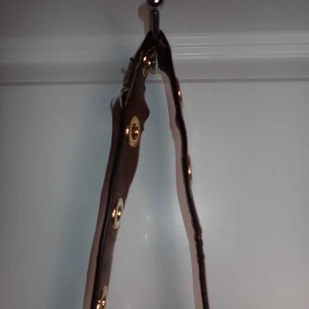 Michael Kors Brown Suede Leather Crossbody Rivet Strap Outside Pocket - Image 9